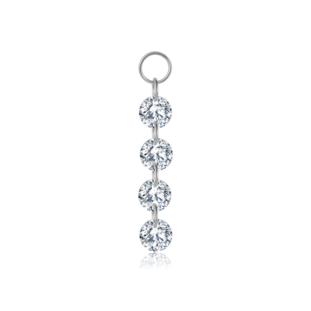 925 Sterling Silver Four CZ Linear Dangle Charm 90100059