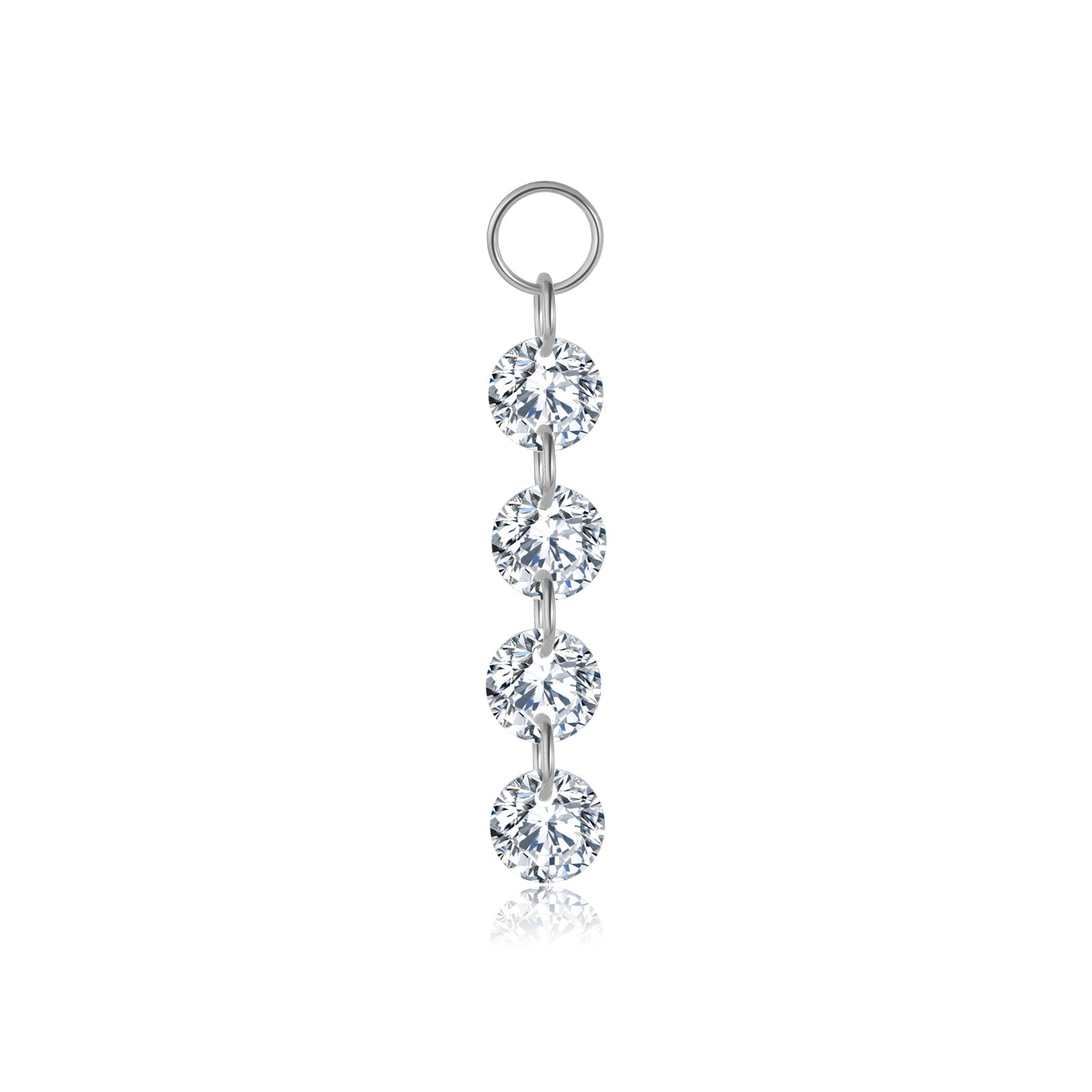 925 Sterling Silver Four CZ Linear Dangle Charm 90100059
