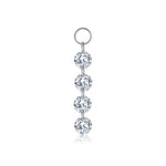 925 Sterling Silver Four CZ Linear Dangle Charm 90100059