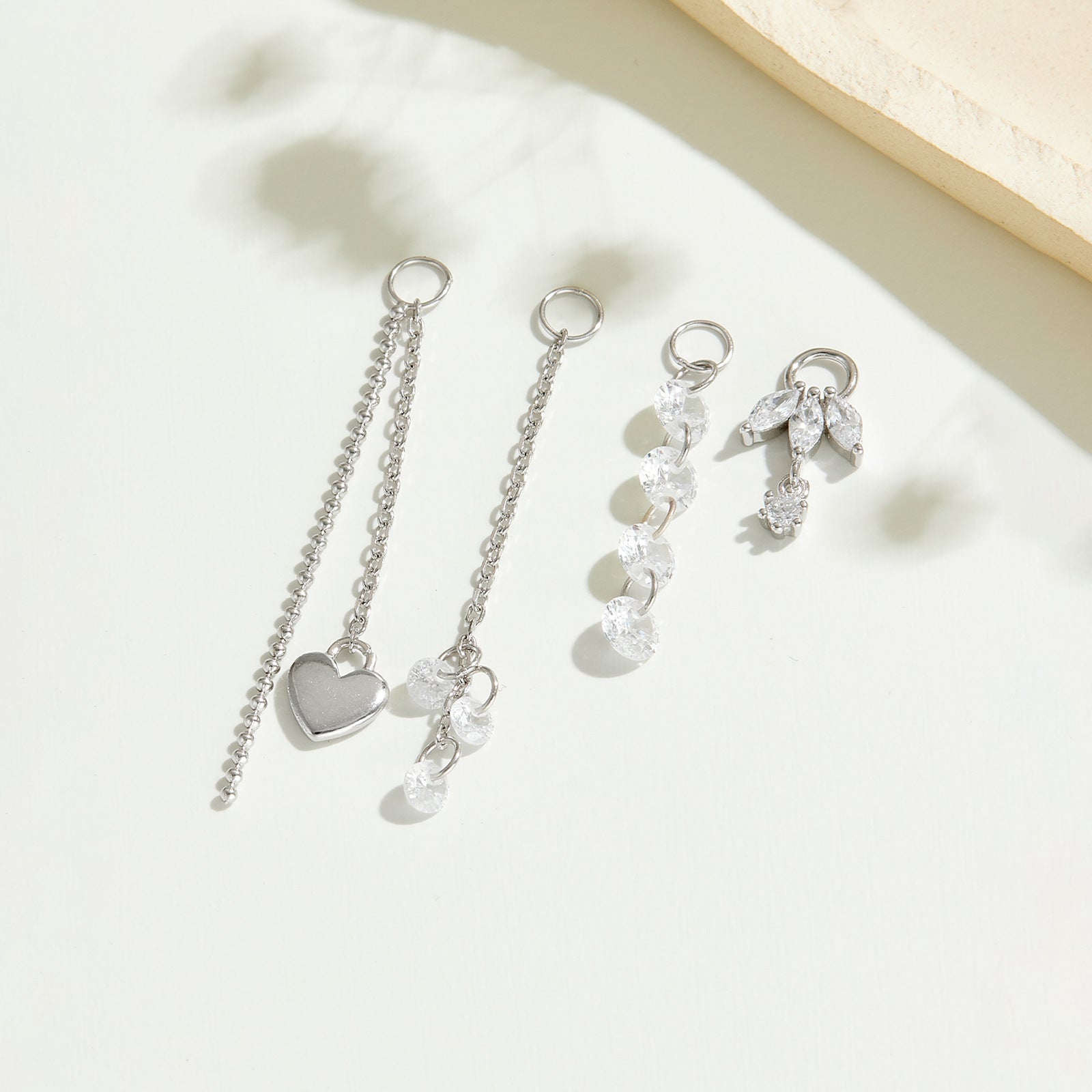 925 Sterling Silver Four CZ Linear Dangle Charm 90100059