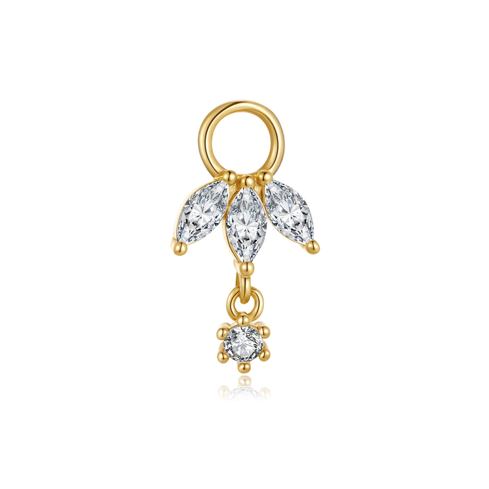 925 Sterling Silver Marquise CZ Eye Dangle Charm 90100060