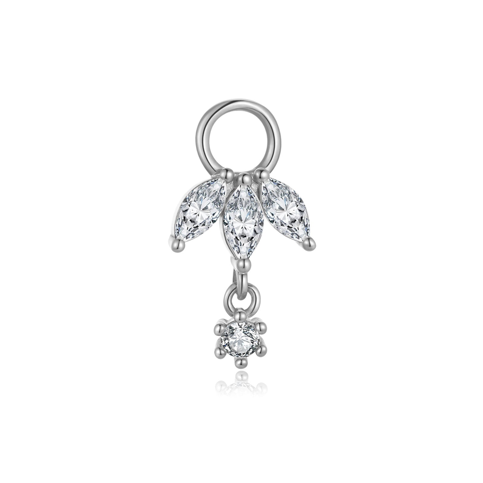 925 Sterling Silver Marquise CZ Eye Dangle Charm 90100060
