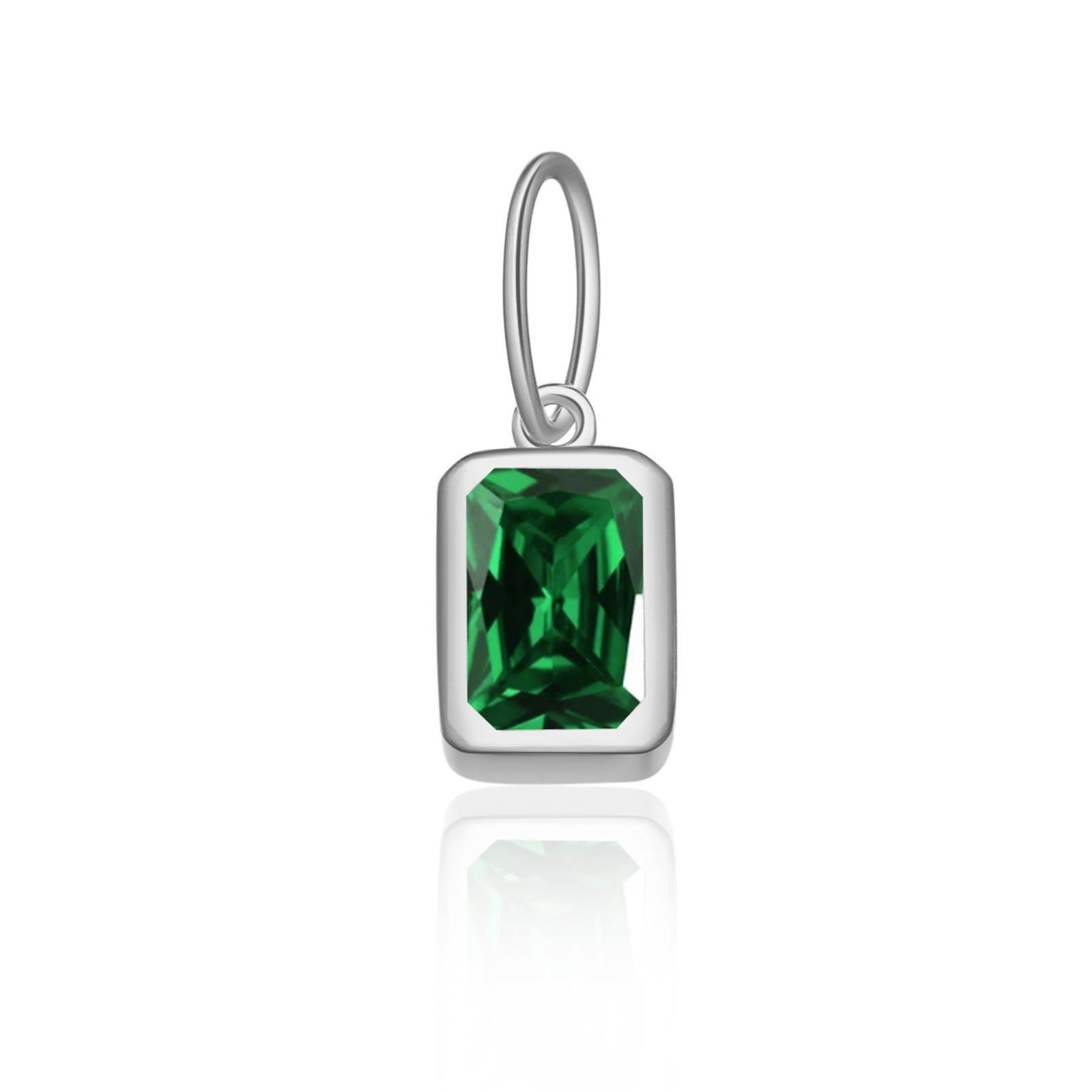 925 Sterling Silver Rectangular Birthstone CZ Charm Pendant 90200095