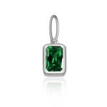 925 Sterling Silver Rectangular Birthstone CZ Charm Pendant 90200095