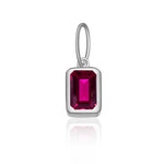 925 Sterling Silver Rectangular Birthstone CZ Charm Pendant 90200095