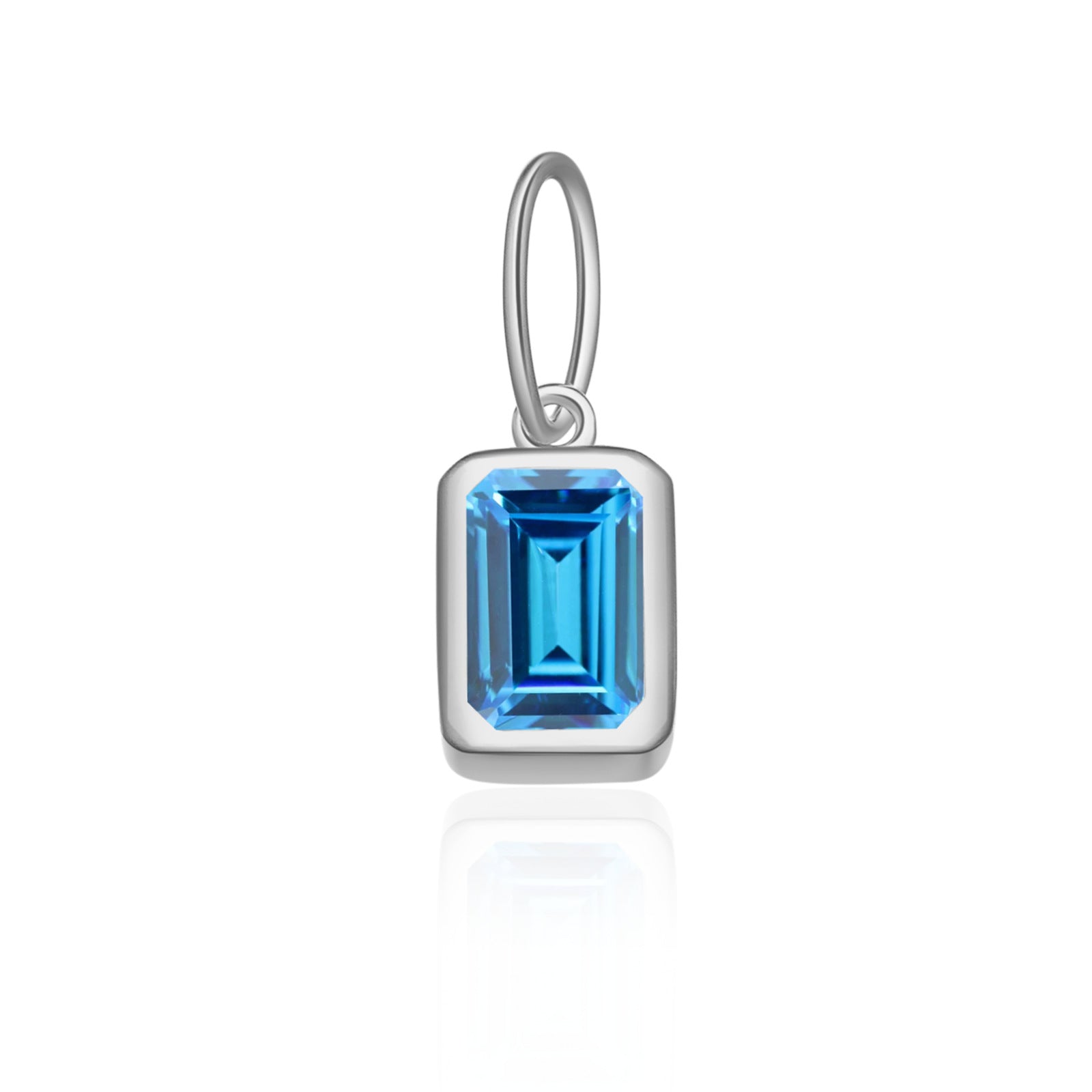 925 Sterling Silver Rectangular Birthstone CZ Charm Pendant 90200095