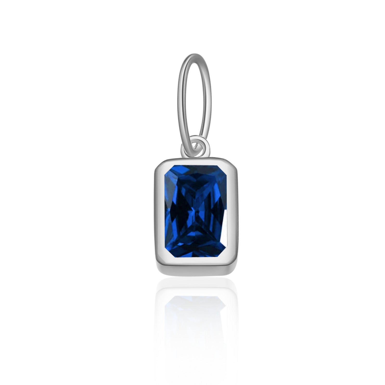 925 Sterling Silver Rectangular Birthstone CZ Charm Pendant 90200095