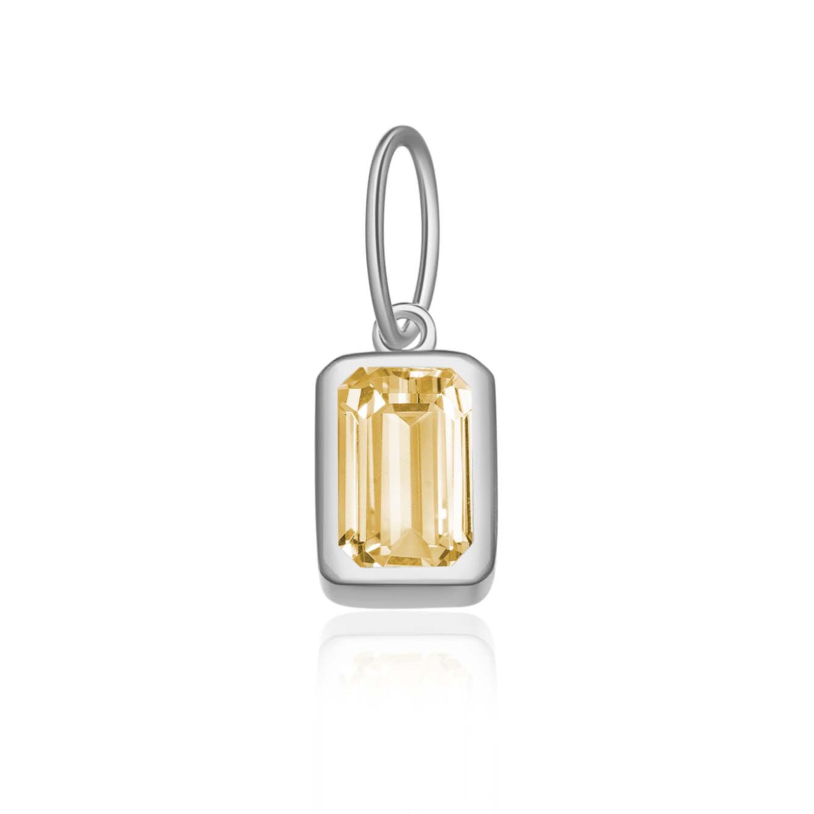 925 Sterling Silver Rectangular Birthstone CZ Charm Pendant 90200095