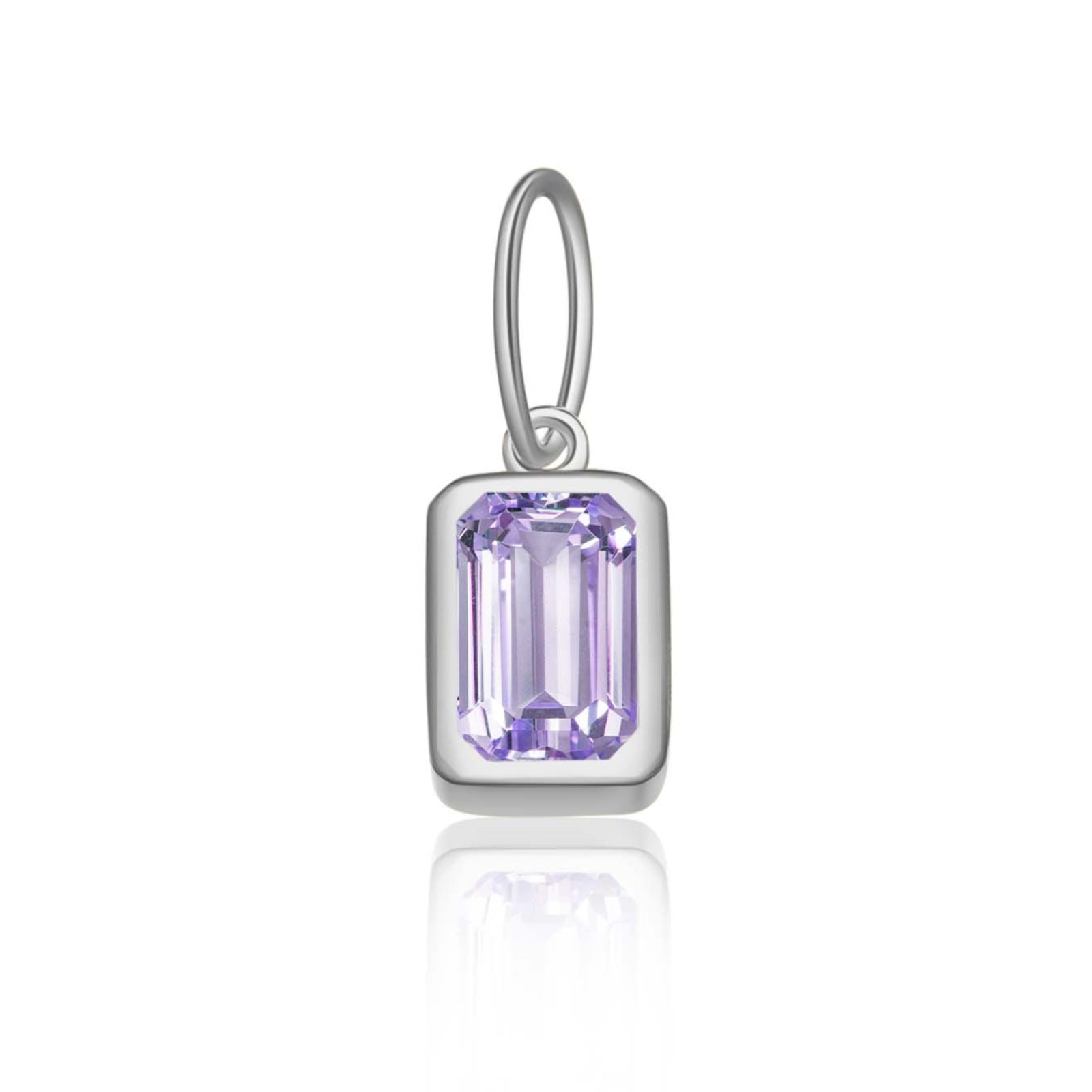 925 Sterling Silver Rectangular Birthstone CZ Charm Pendant 90200095