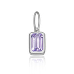 925 Sterling Silver Rectangular Birthstone CZ Charm Pendant 90200095