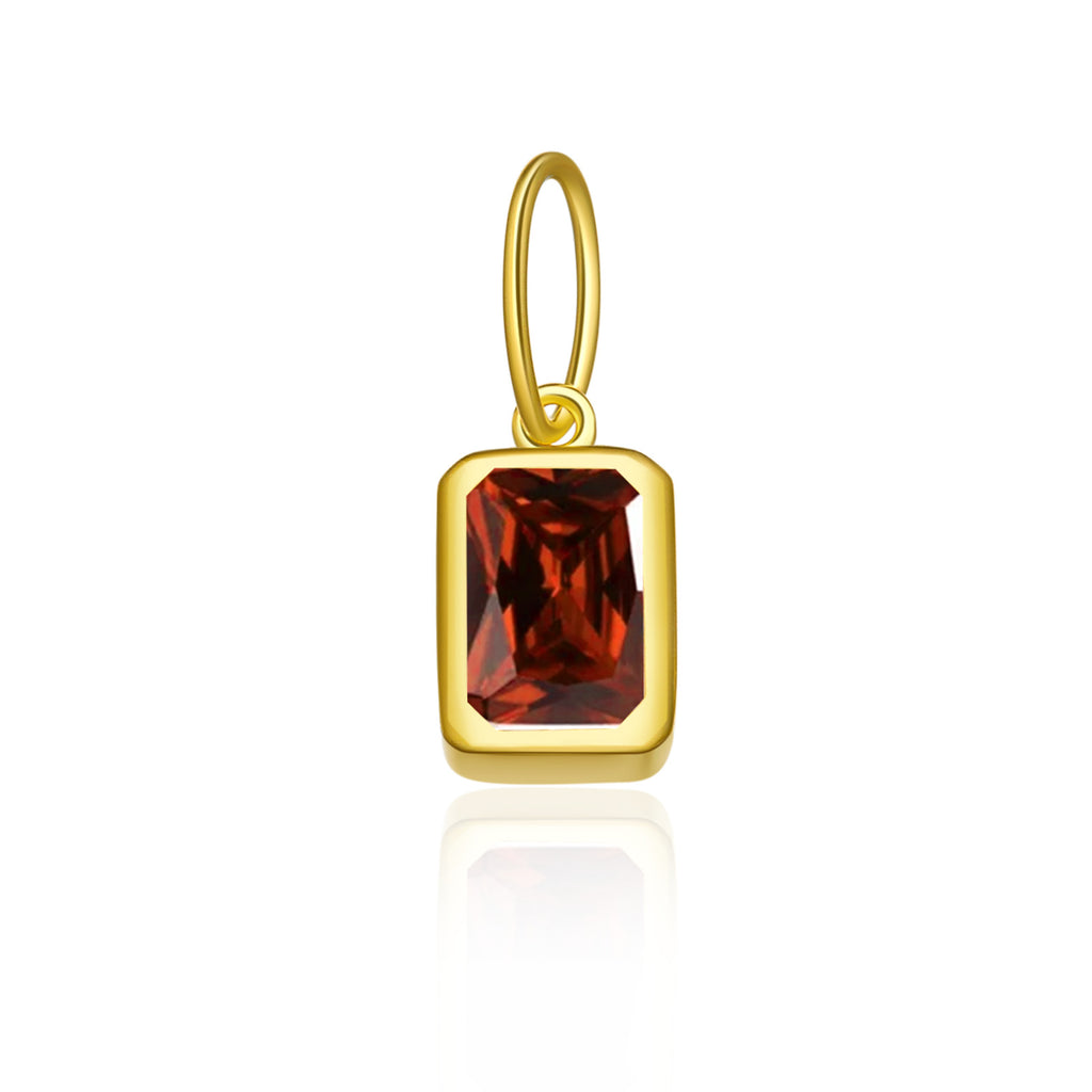 925 Sterling Silver Rectangular Birthstone CZ Charm Pendant 90200094