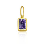 925 Sterling Silver Rectangular Birthstone CZ Charm Pendant 90200094