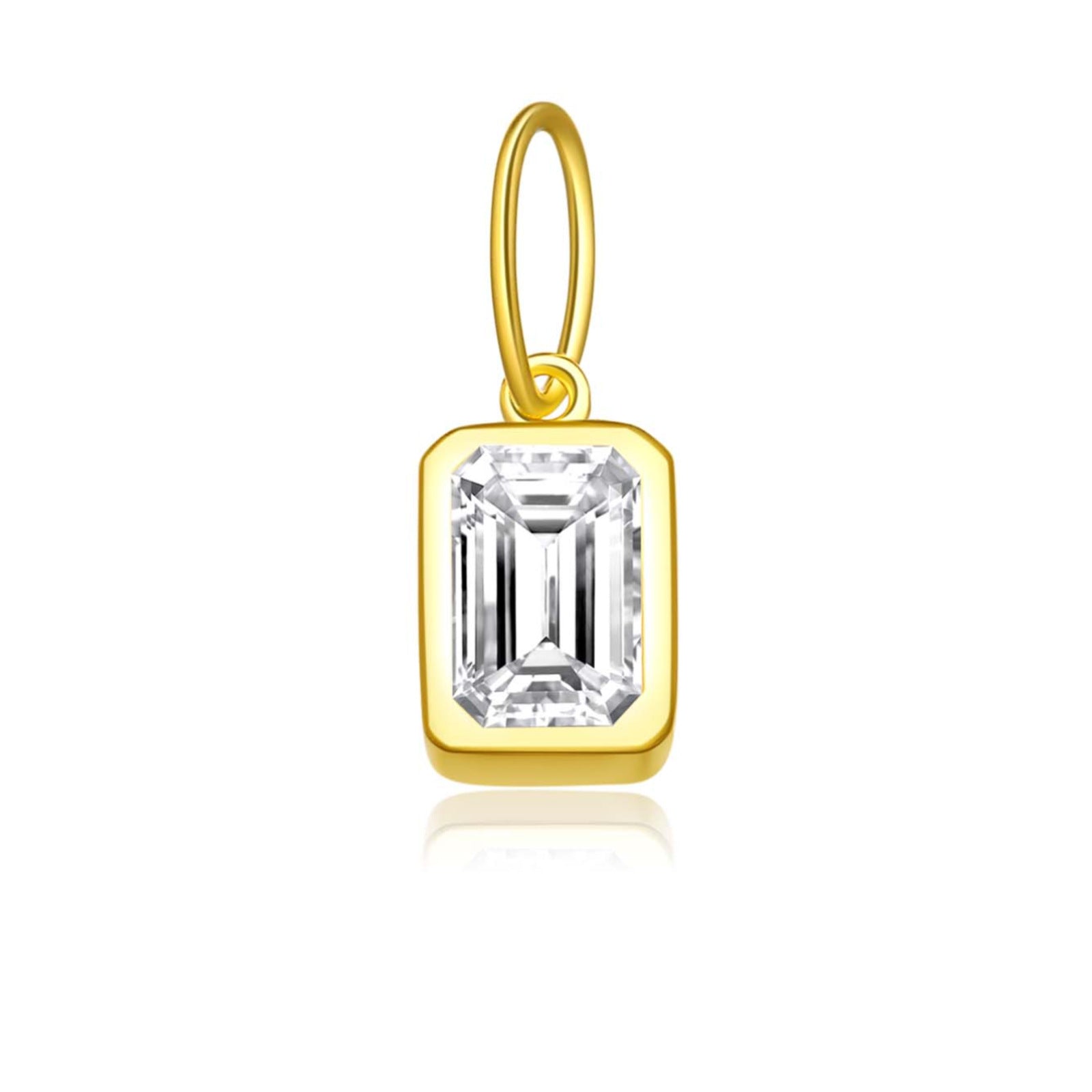 925 Sterling Silver Rectangular Birthstone CZ Charm Pendant 90200094