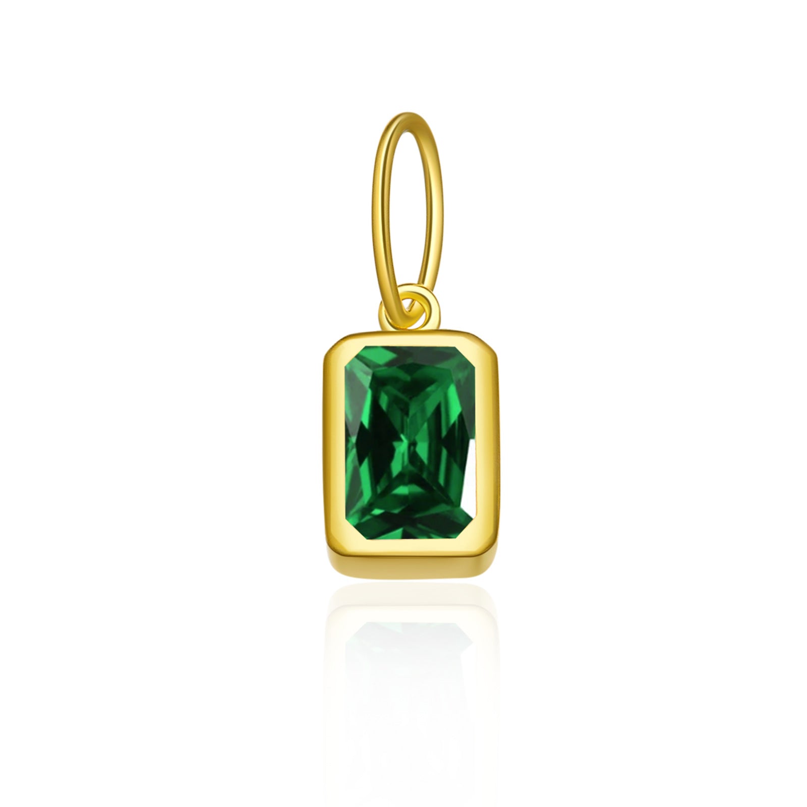 925 Sterling Silver Rectangular Birthstone CZ Charm Pendant 90200094