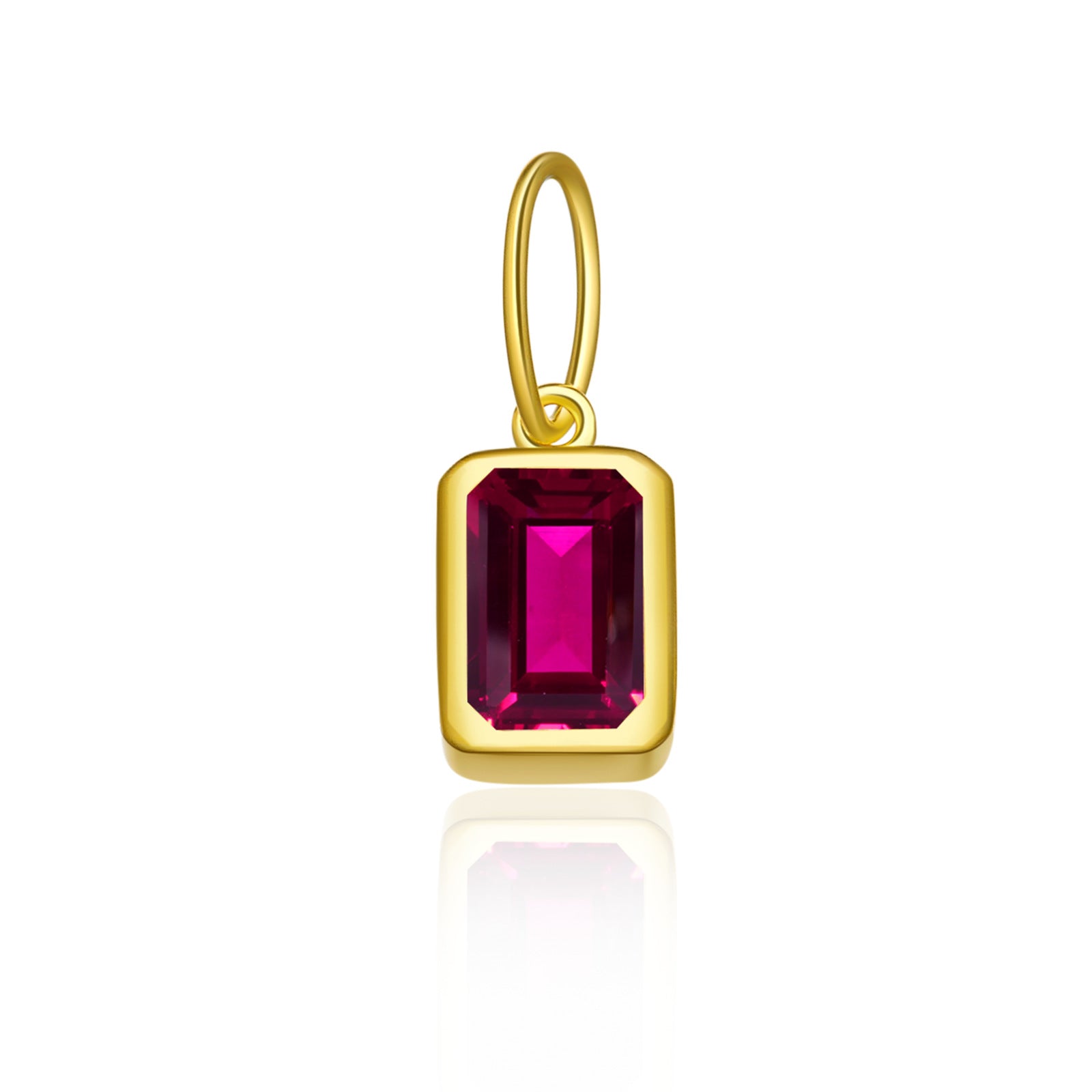 925 Sterling Silver Rectangular Birthstone CZ Charm Pendant 90200094