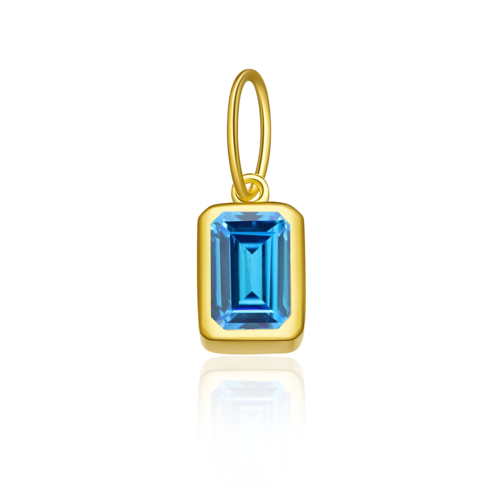 925 Sterling Silver Rectangular Birthstone CZ Charm Pendant 90200094