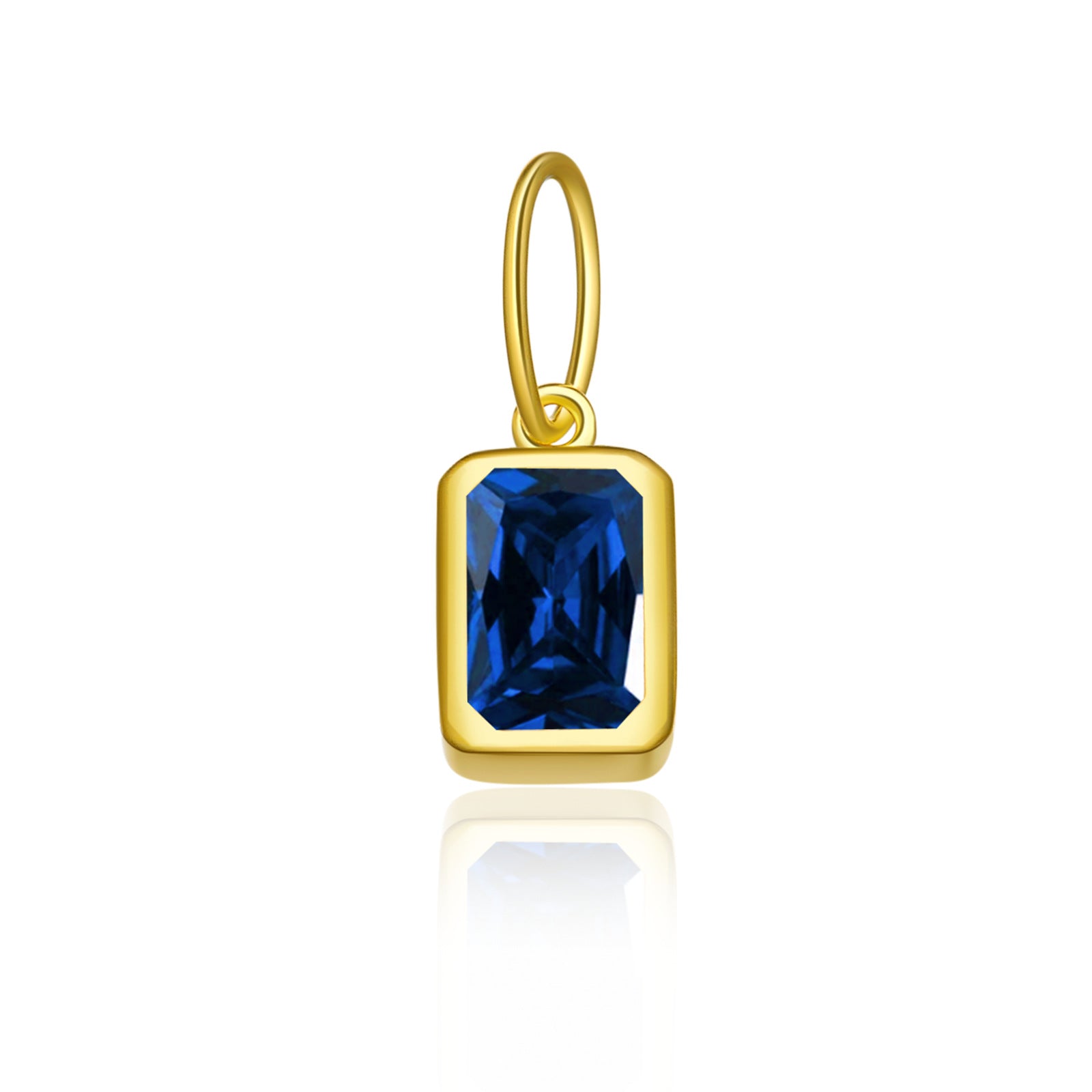 925 Sterling Silver Rectangular Birthstone CZ Charm Pendant 90200094