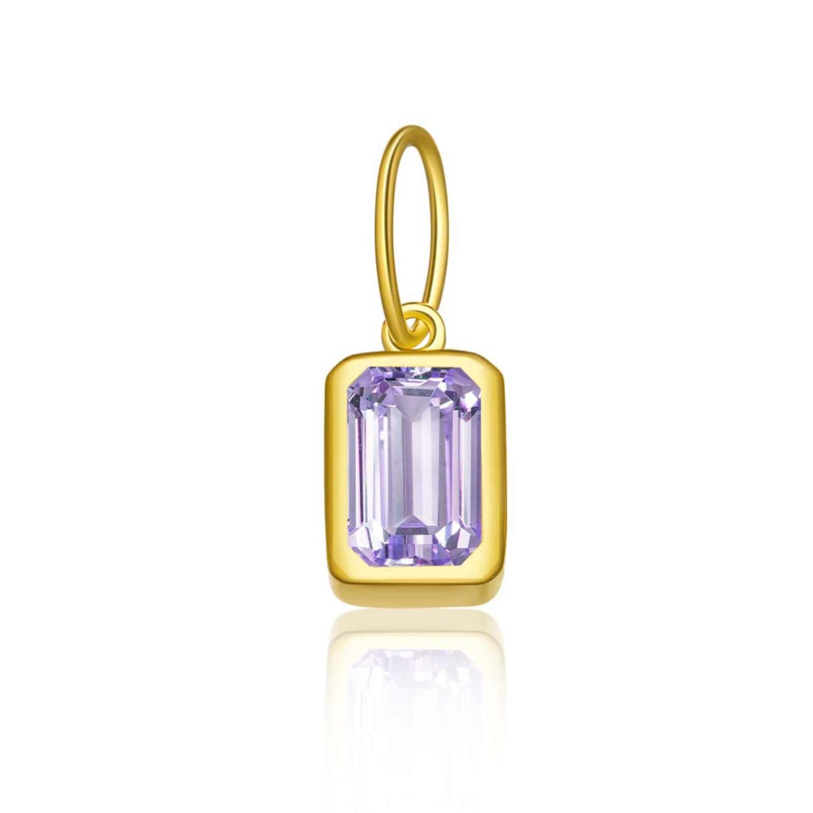 925 Sterling Silver Rectangular Birthstone CZ Charm Pendant 90200094