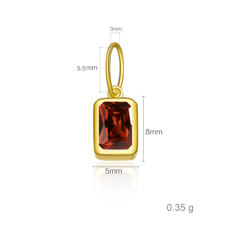 925 Sterling Silver Rectangular Birthstone CZ Charm Pendant 90200094