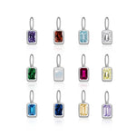 925 Sterling Silver Rectangular Birthstone CZ Charm Pendant 90200095