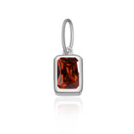 925 Sterling Silver Rectangular Birthstone CZ Charm Pendant 90200095