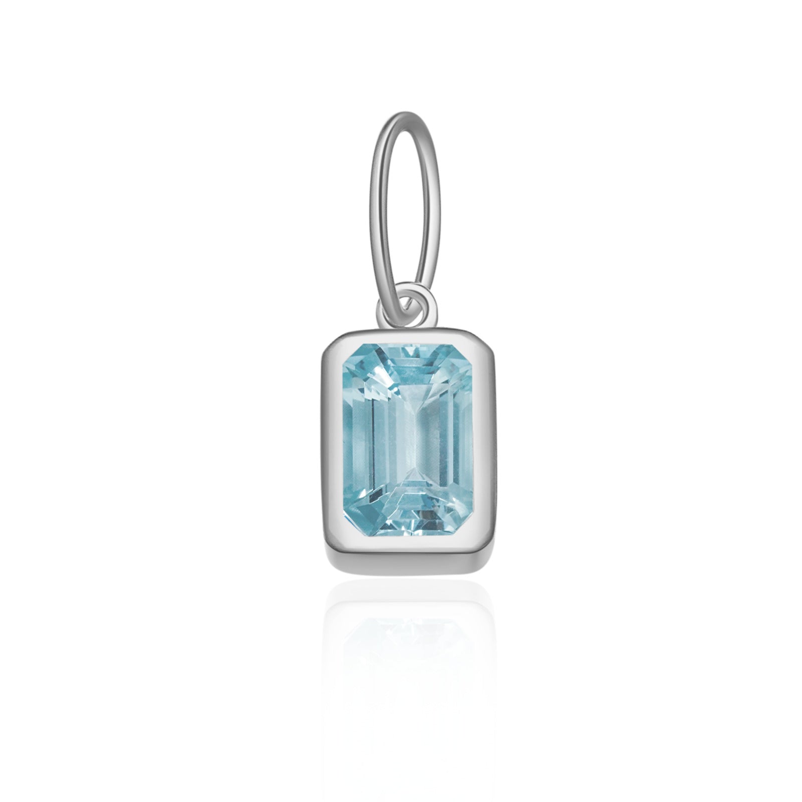 925 Sterling Silver Rectangular Birthstone CZ Charm Pendant 90200095