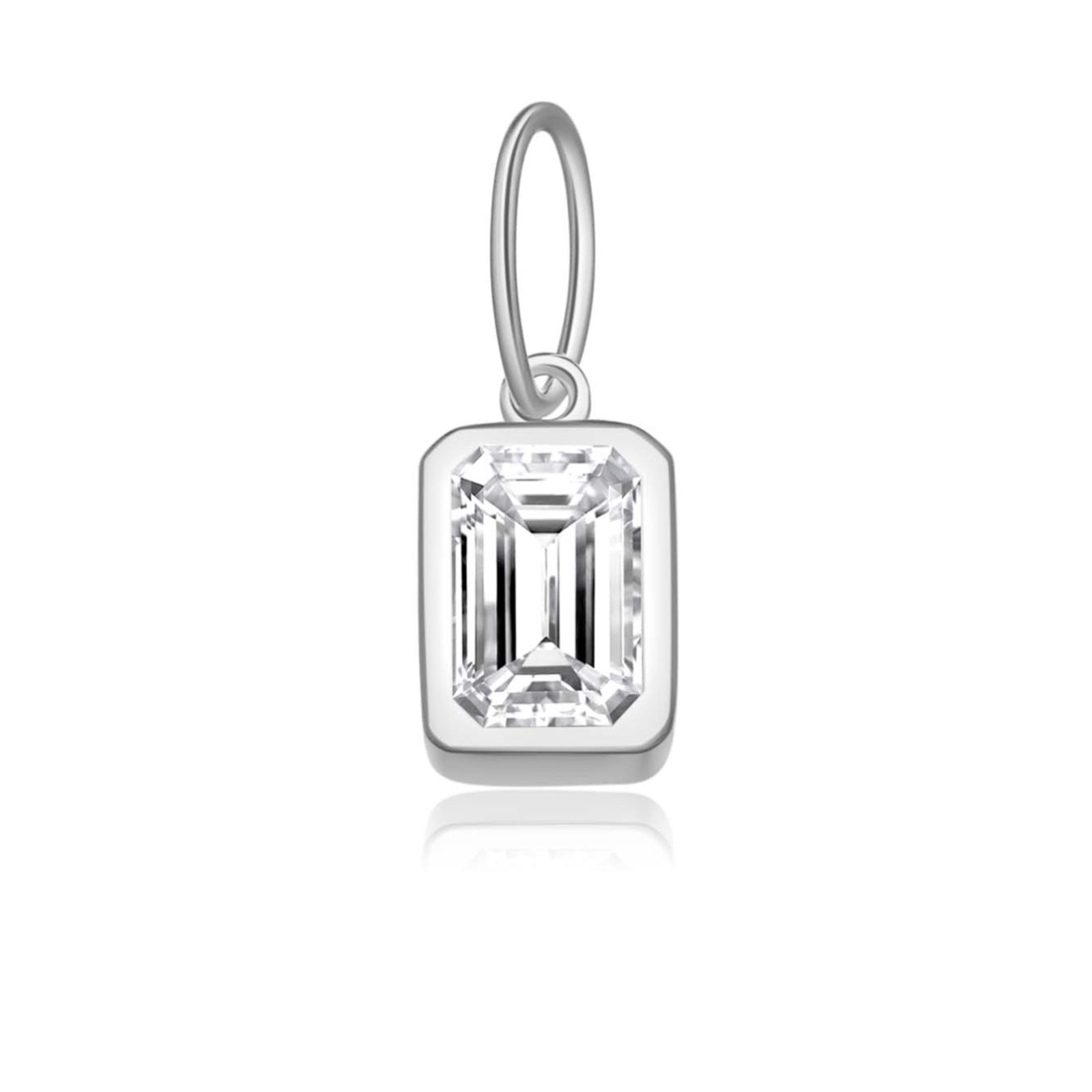 925 Sterling Silver Rectangular Birthstone CZ Charm Pendant 90200095