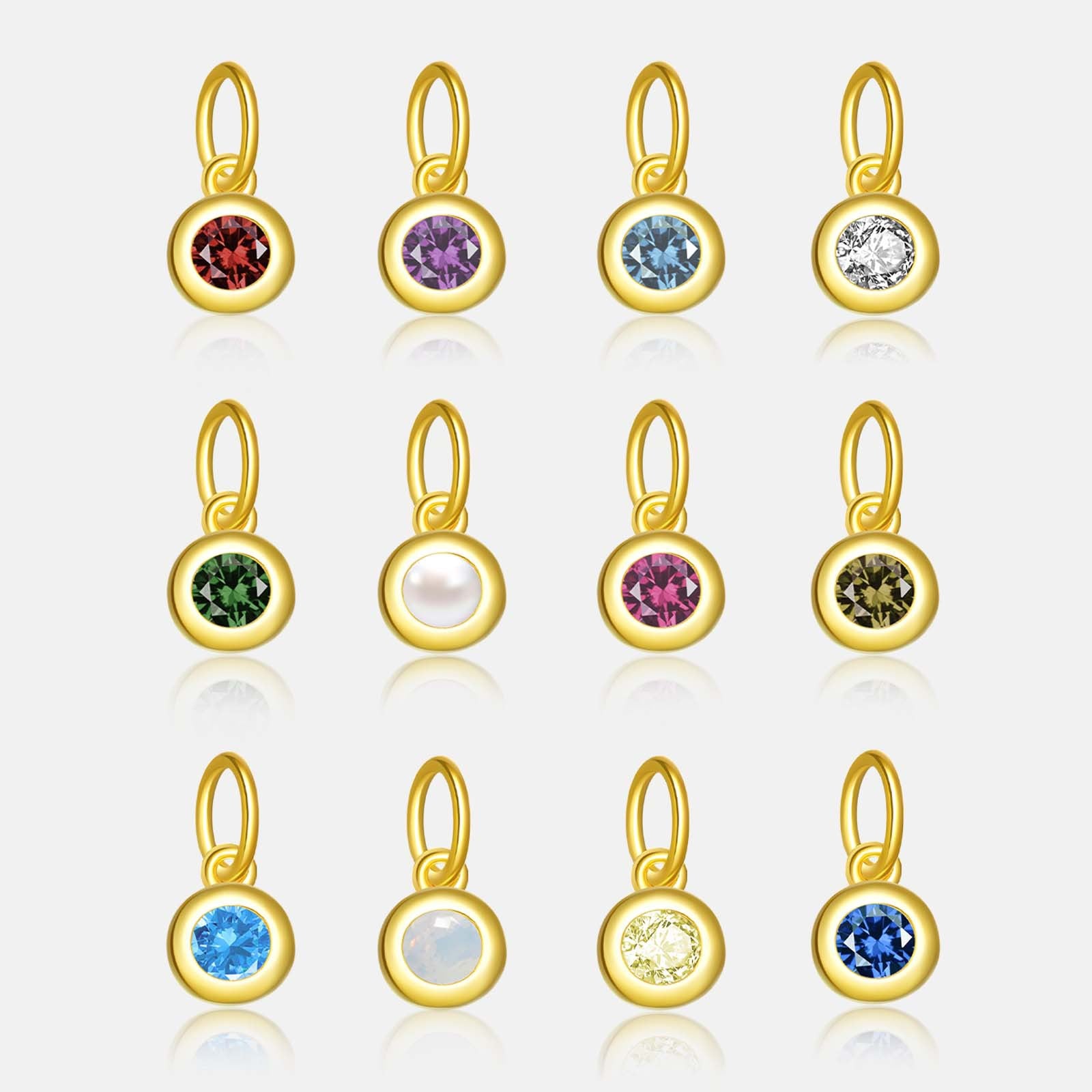925 Sterling Silver Round Birthstone CZ Charm Pendant 90200096