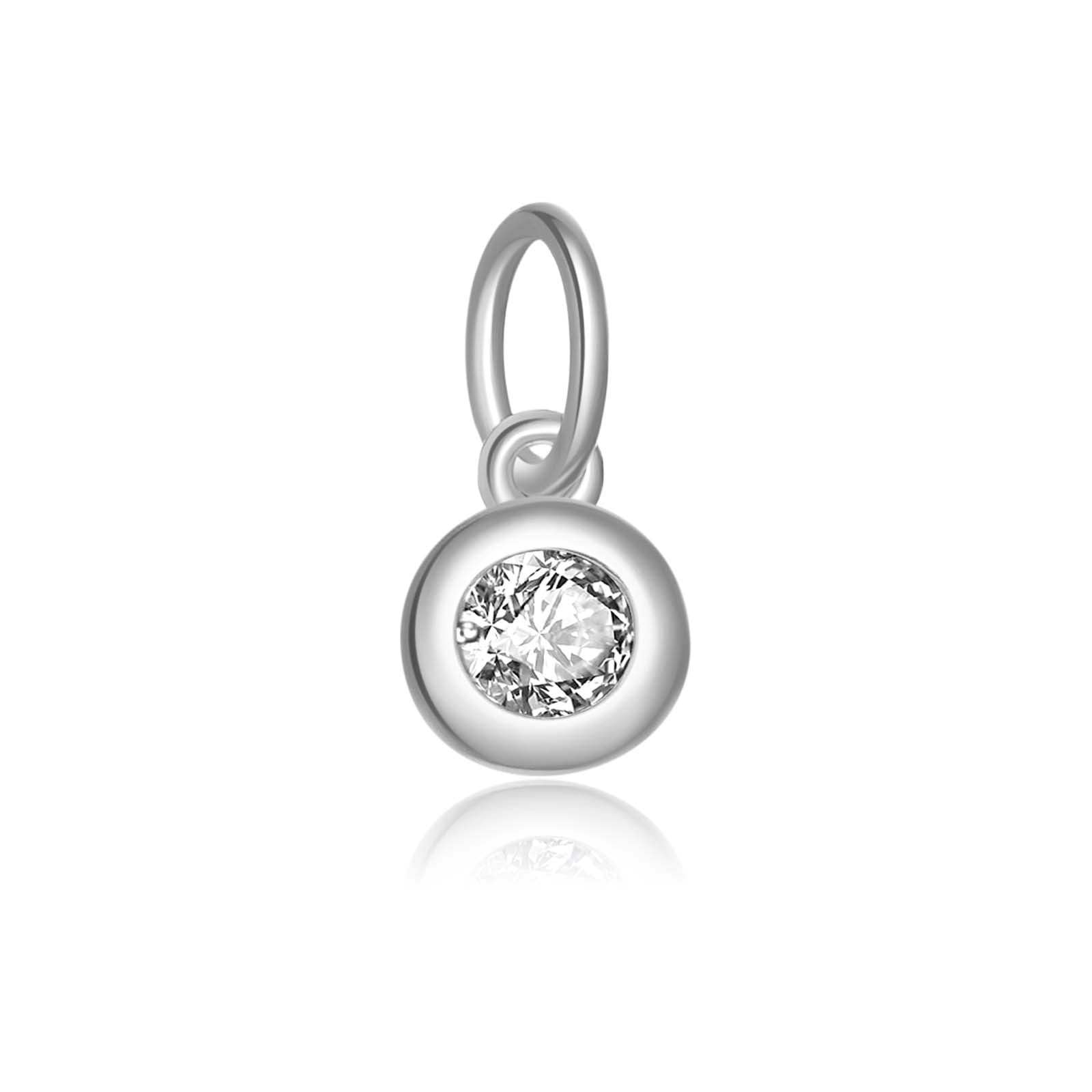 925 Sterling Silver Round Birthstone CZ Charm Pendant 90200097