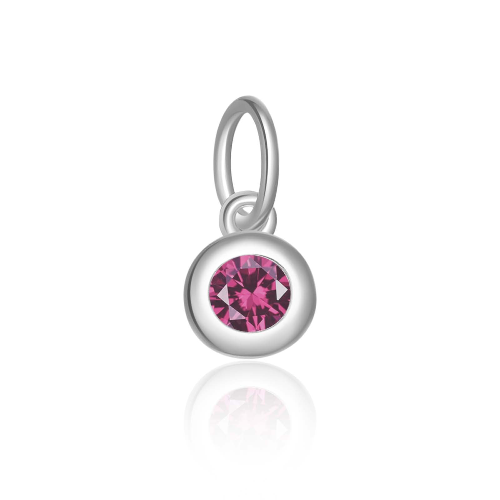 925 Sterling Silver Round Birthstone CZ Charm Pendant 90200097