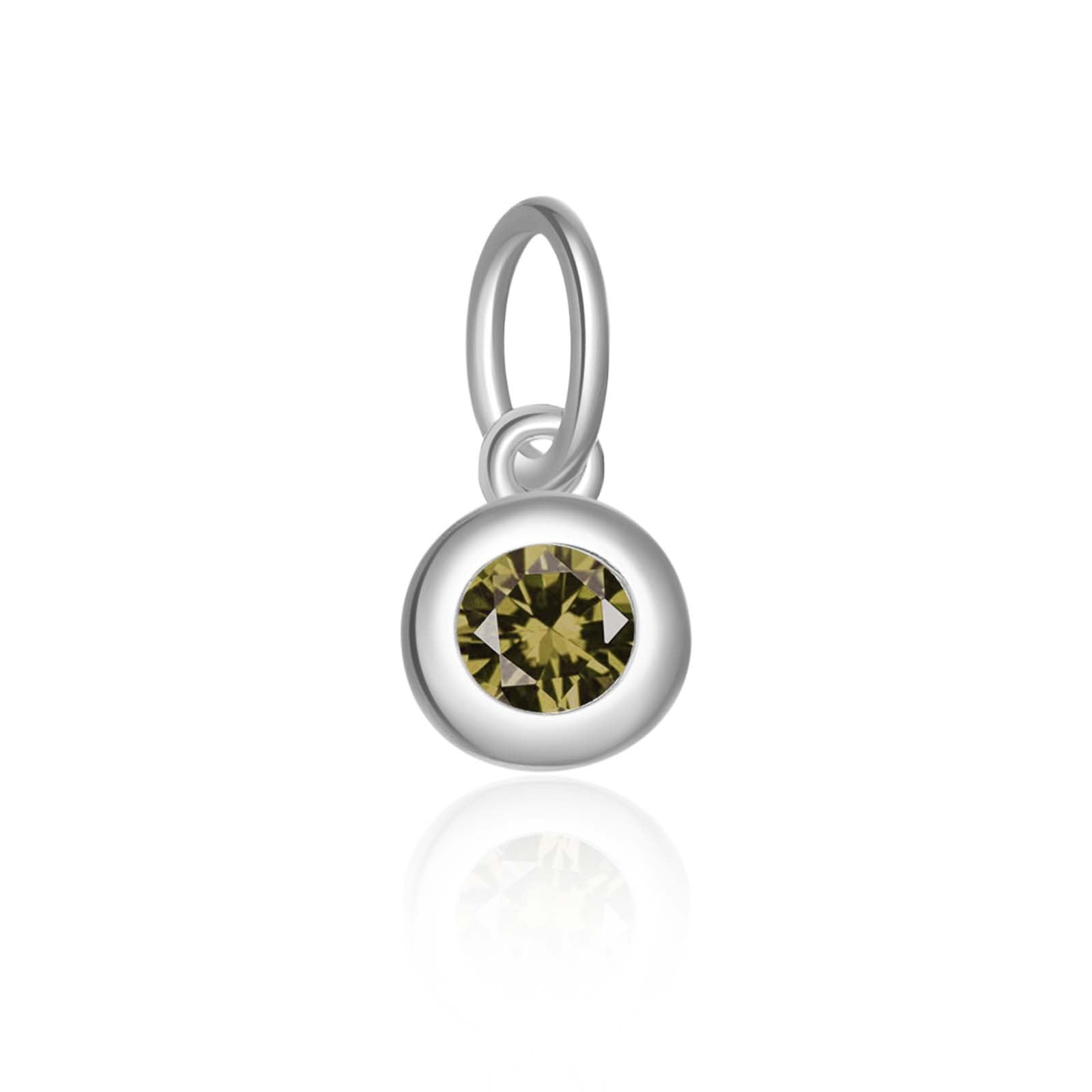 925 Sterling Silver Round Birthstone CZ Charm Pendant 90200097