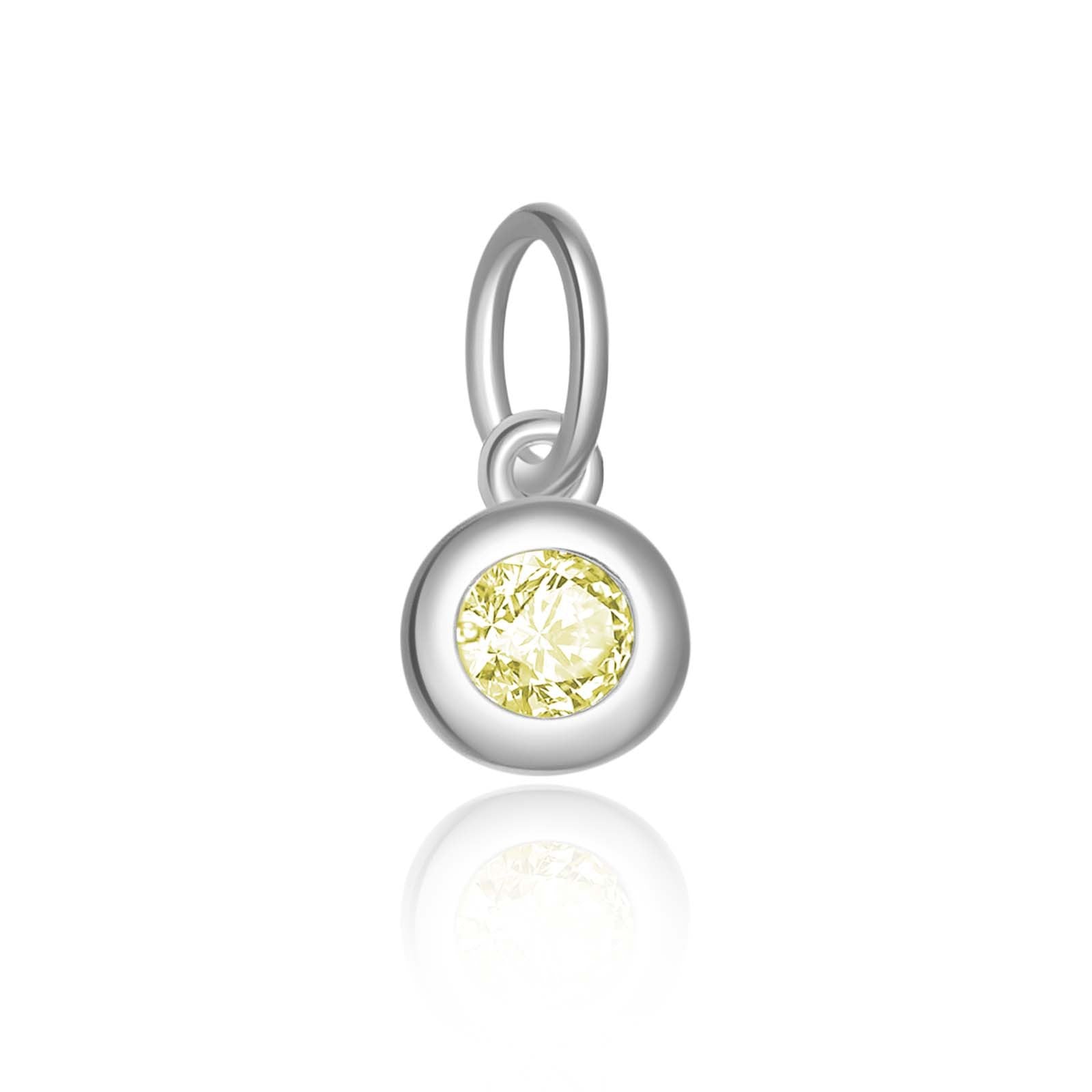 925 Sterling Silver Round Birthstone CZ Charm Pendant 90200097
