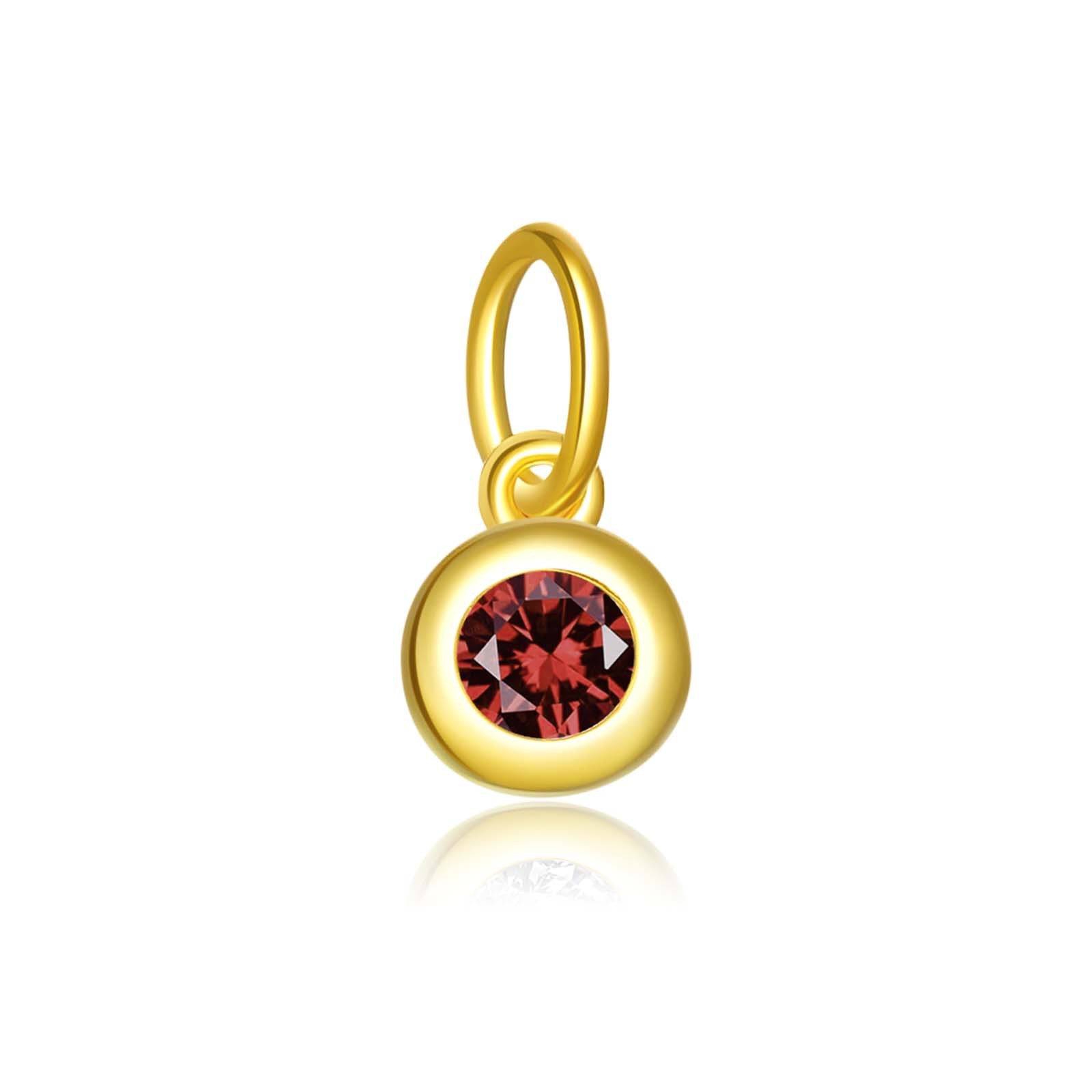 925 Sterling Silver Round Birthstone CZ Charm Pendant 90200096