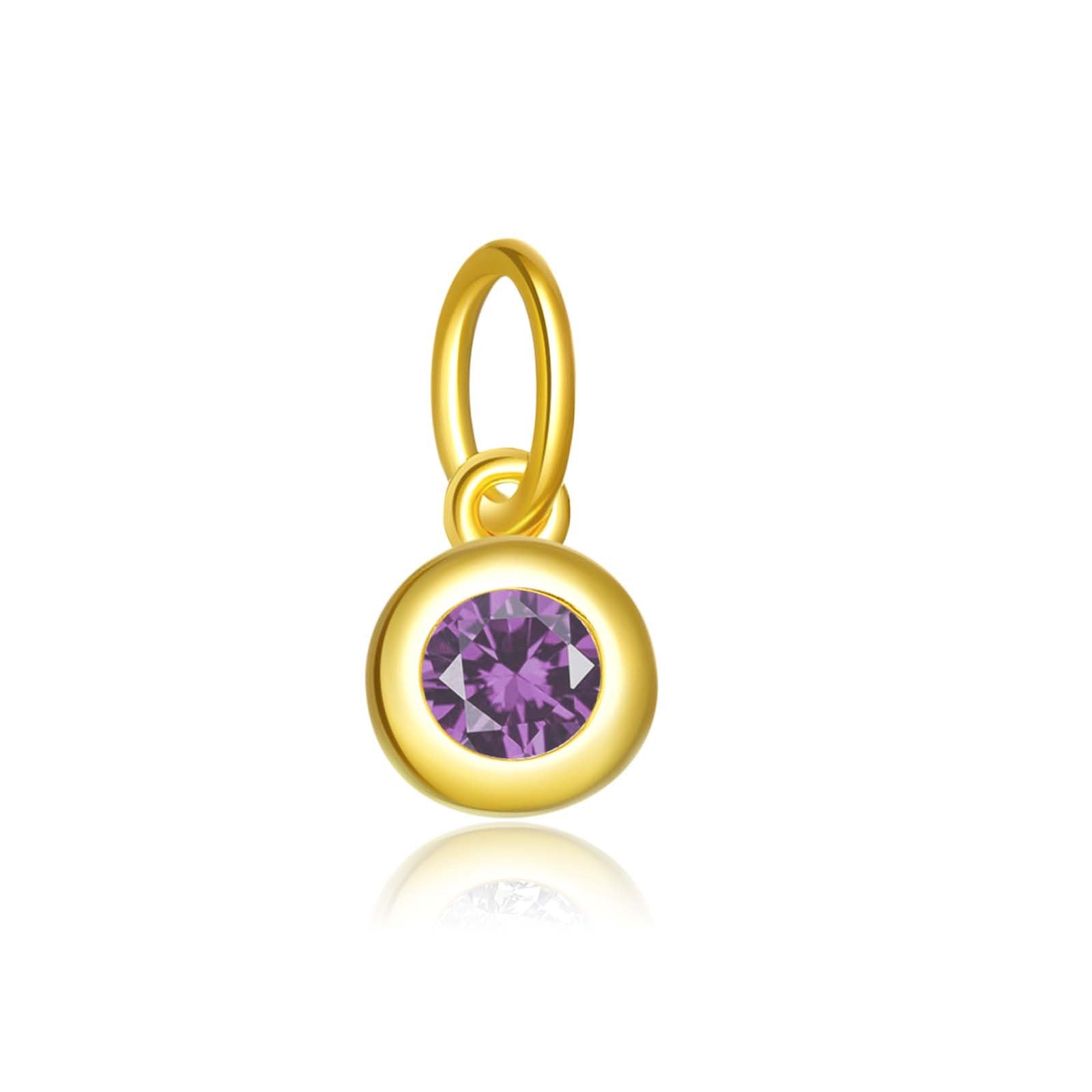 925 Sterling Silver Round Birthstone CZ Charm Pendant 90200096