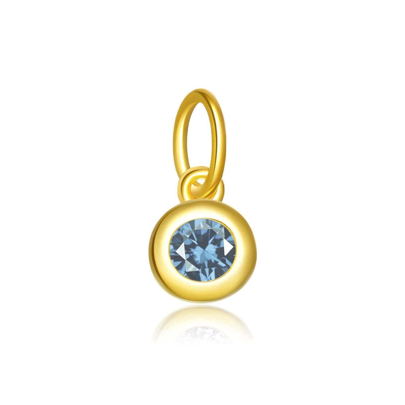 925 Sterling Silver Round Birthstone CZ Charm Pendant 90200096
