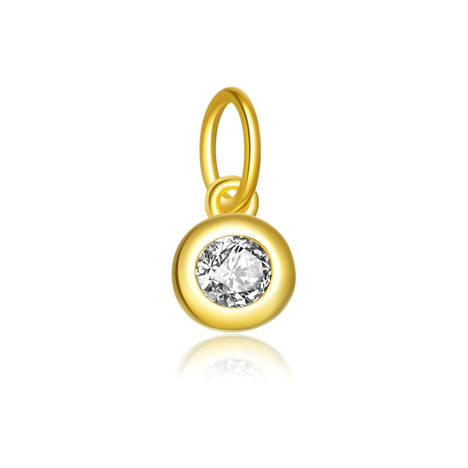 925 Sterling Silver Round Birthstone CZ Charm Pendant 90200096