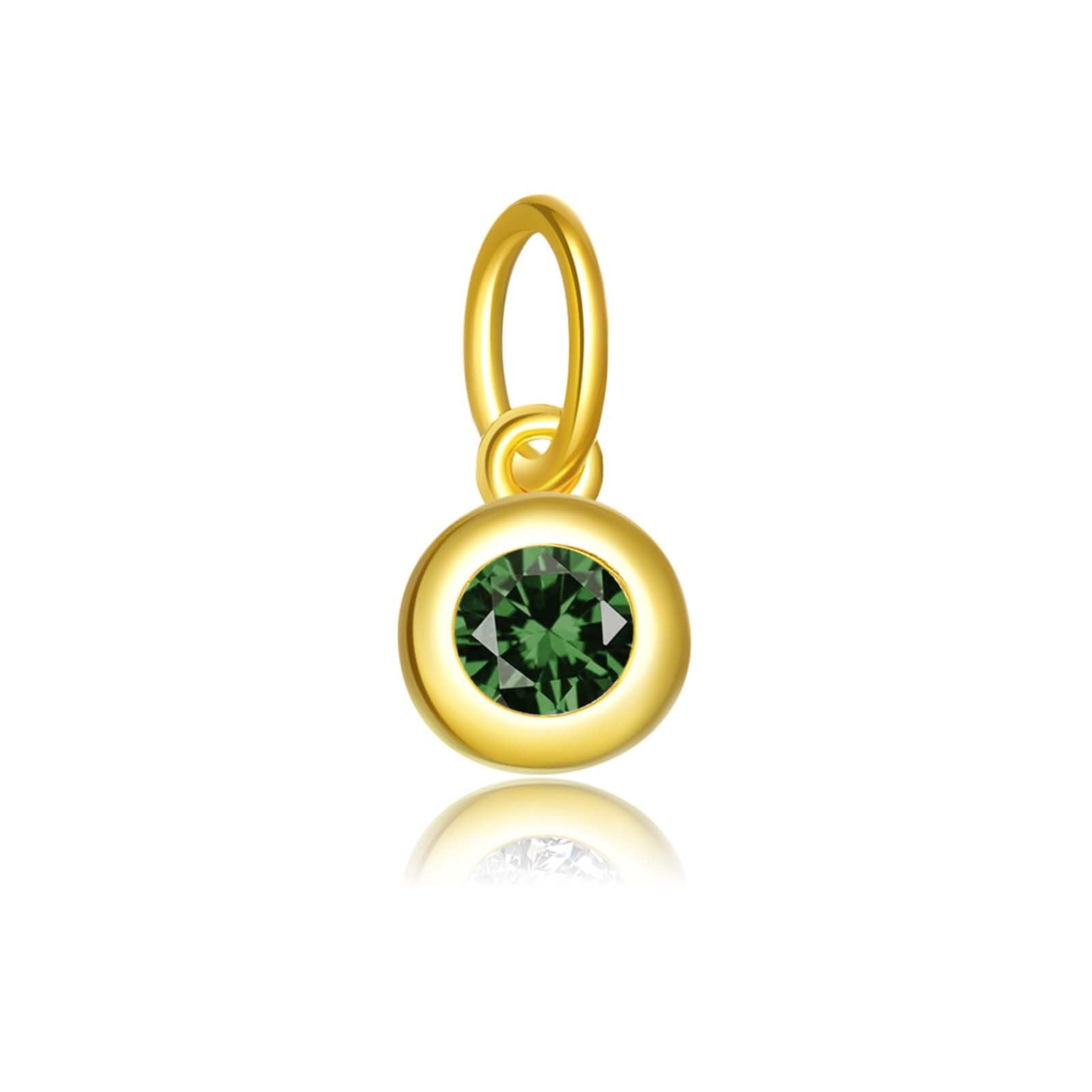 925 Sterling Silver Round Birthstone CZ Charm Pendant 90200096