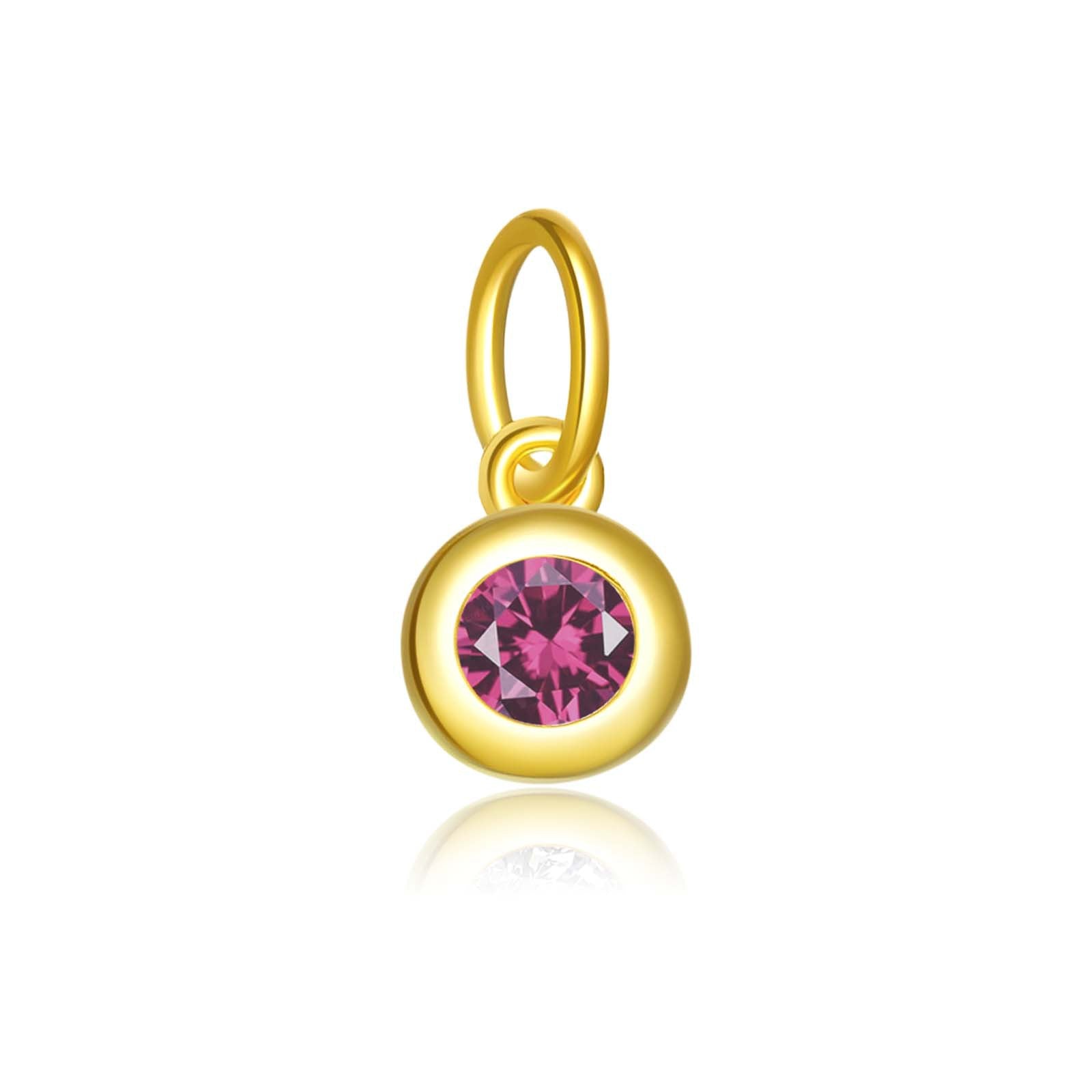 925 Sterling Silver Round Birthstone CZ Charm Pendant 90200096