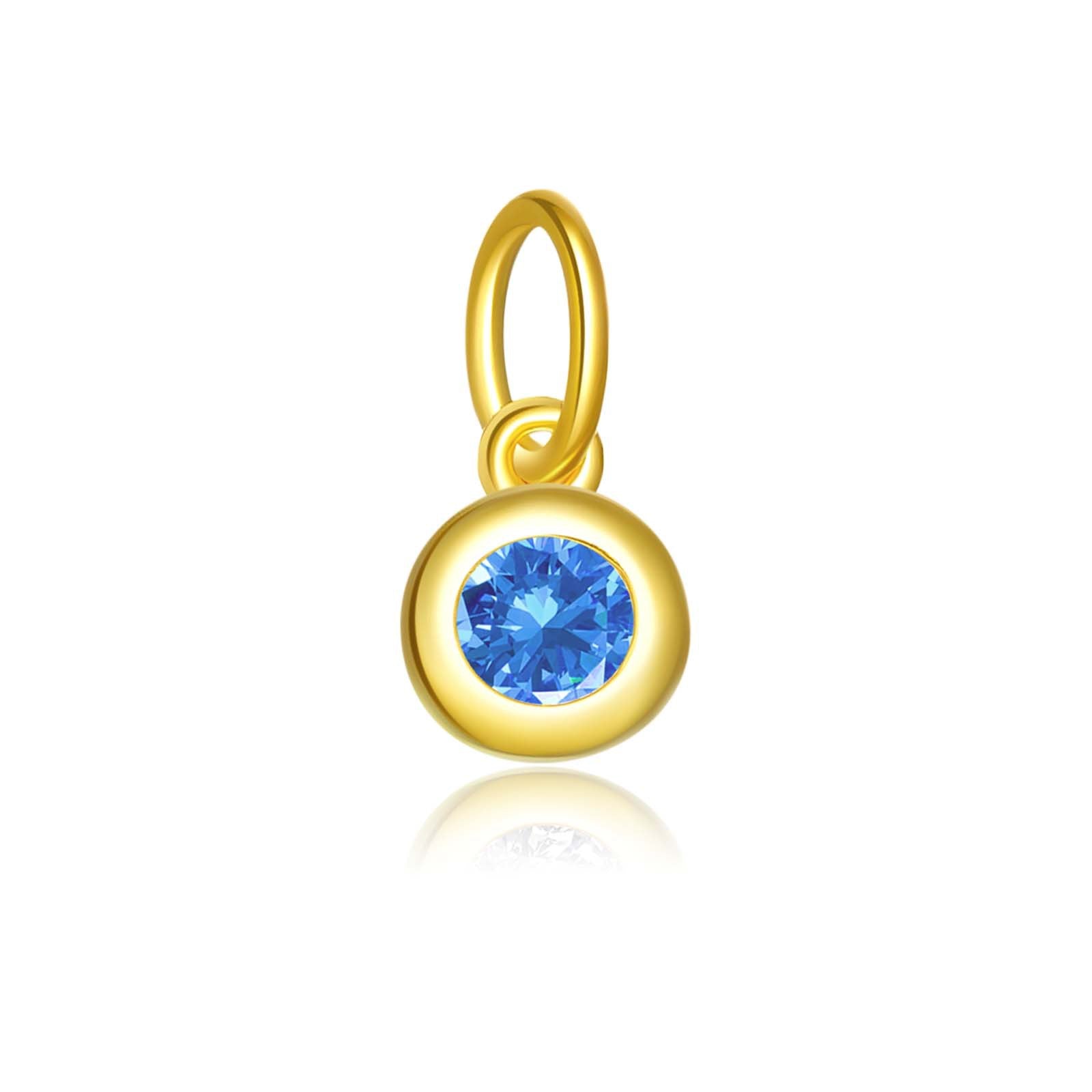 925 Sterling Silver Round Birthstone CZ Charm Pendant 90200096