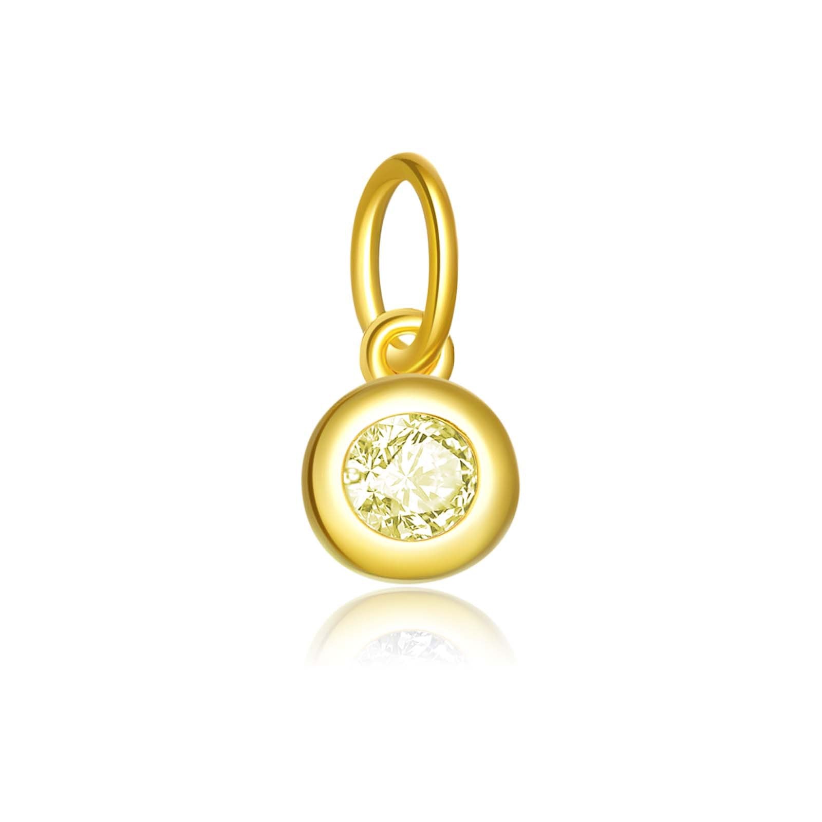 925 Sterling Silver Round Birthstone CZ Charm Pendant 90200096