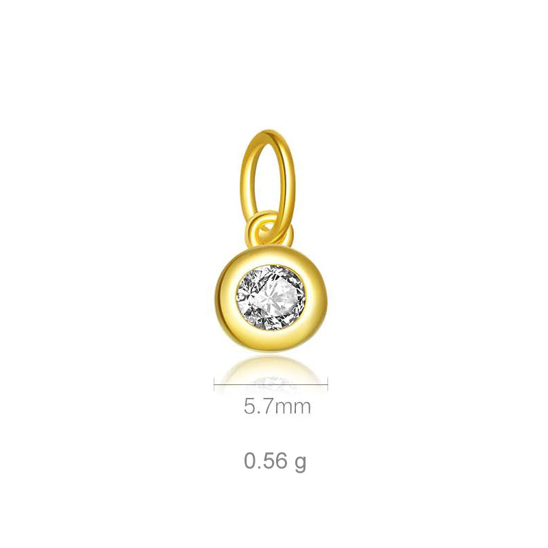 925 Sterling Silver Round Birthstone CZ Charm Pendant 90200096