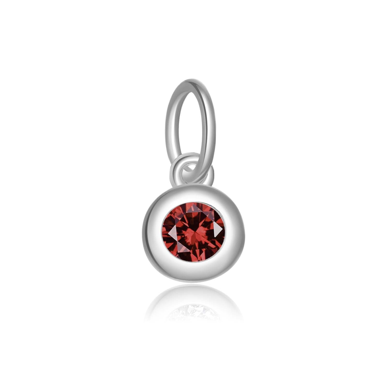 925 Sterling Silver Round Birthstone CZ Charm Pendant 90200097