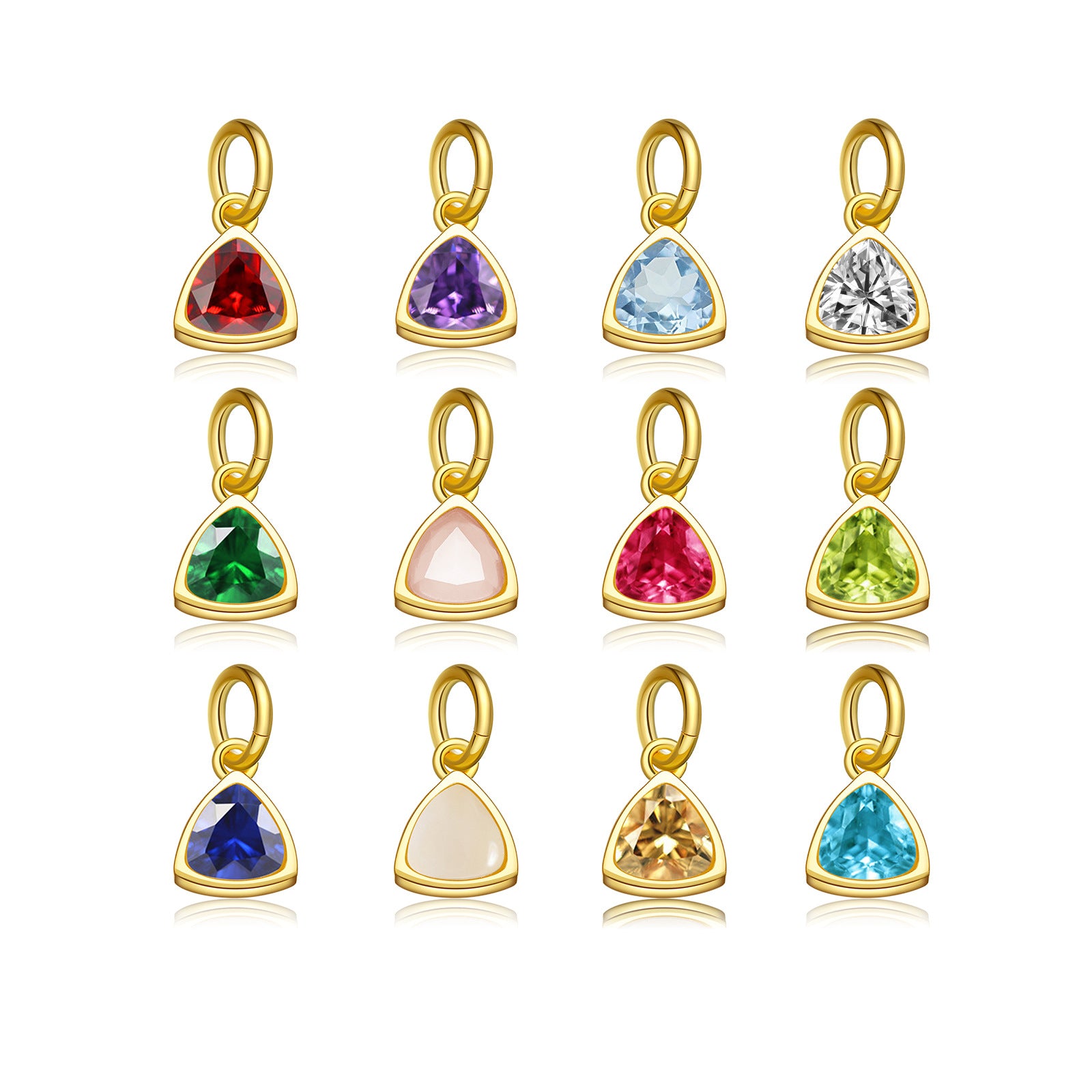 925 Sterling Silver Triangle Birthstone CZ Charm Pendant 90200098