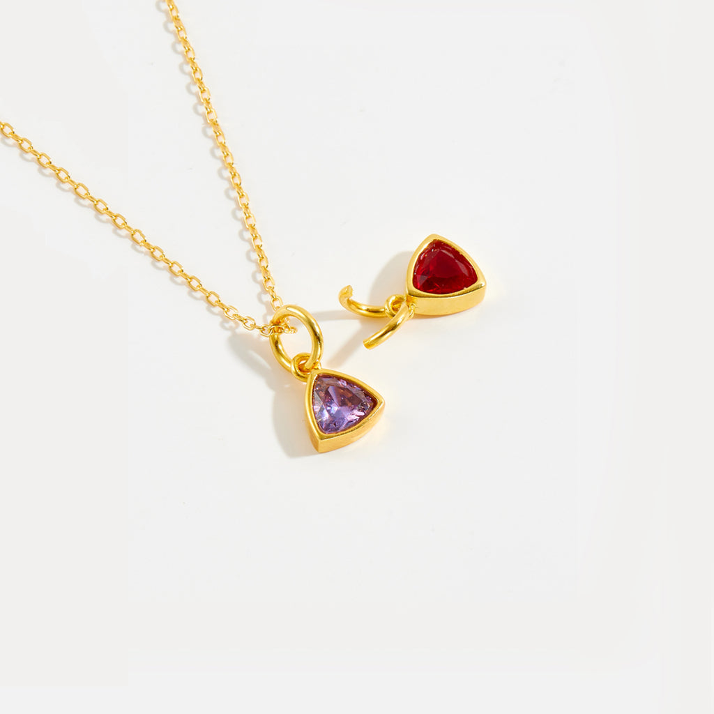 925 Sterling Silver Triangle Birthstone CZ Charm Pendant 90200098
