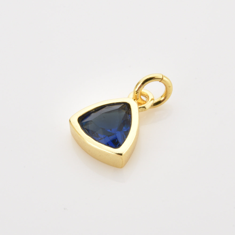 925 Sterling Silver Triangle Birthstone CZ Charm Pendant 90200098