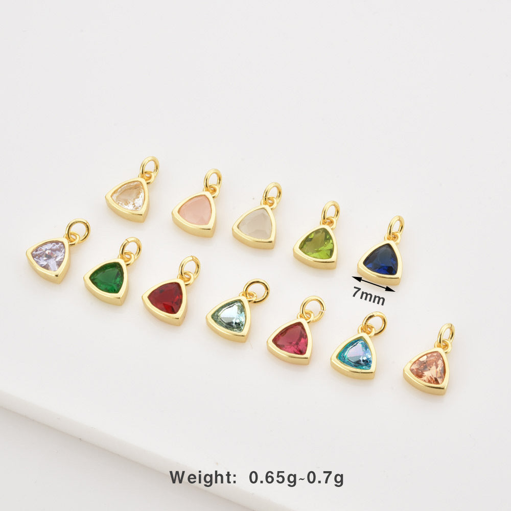 925 Sterling Silver Triangle Birthstone CZ Charm Pendant 90200098