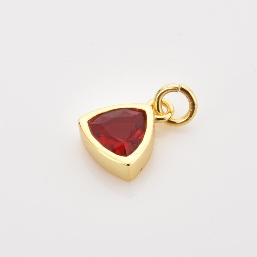 925 Sterling Silver Triangle Birthstone CZ Charm Pendant 90200098