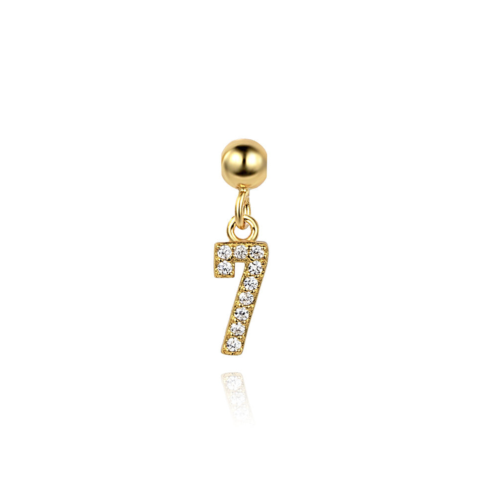 925 Sterling Silver Pave CZ Number Novelty Charm Pendant 90200105