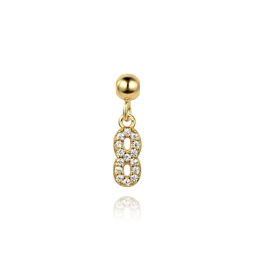 925 Sterling Silver Pave CZ Number Novelty Charm Pendant 90200105