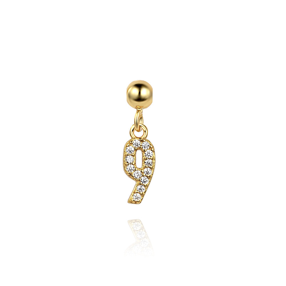 925 Sterling Silver Pave CZ Number Novelty Charm Pendant 90200105